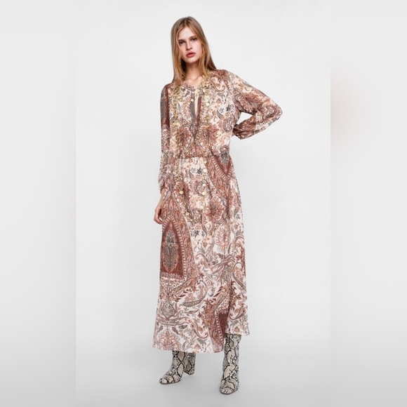 Zara Paisley Boho Dress Size S - Picture 1 of 11